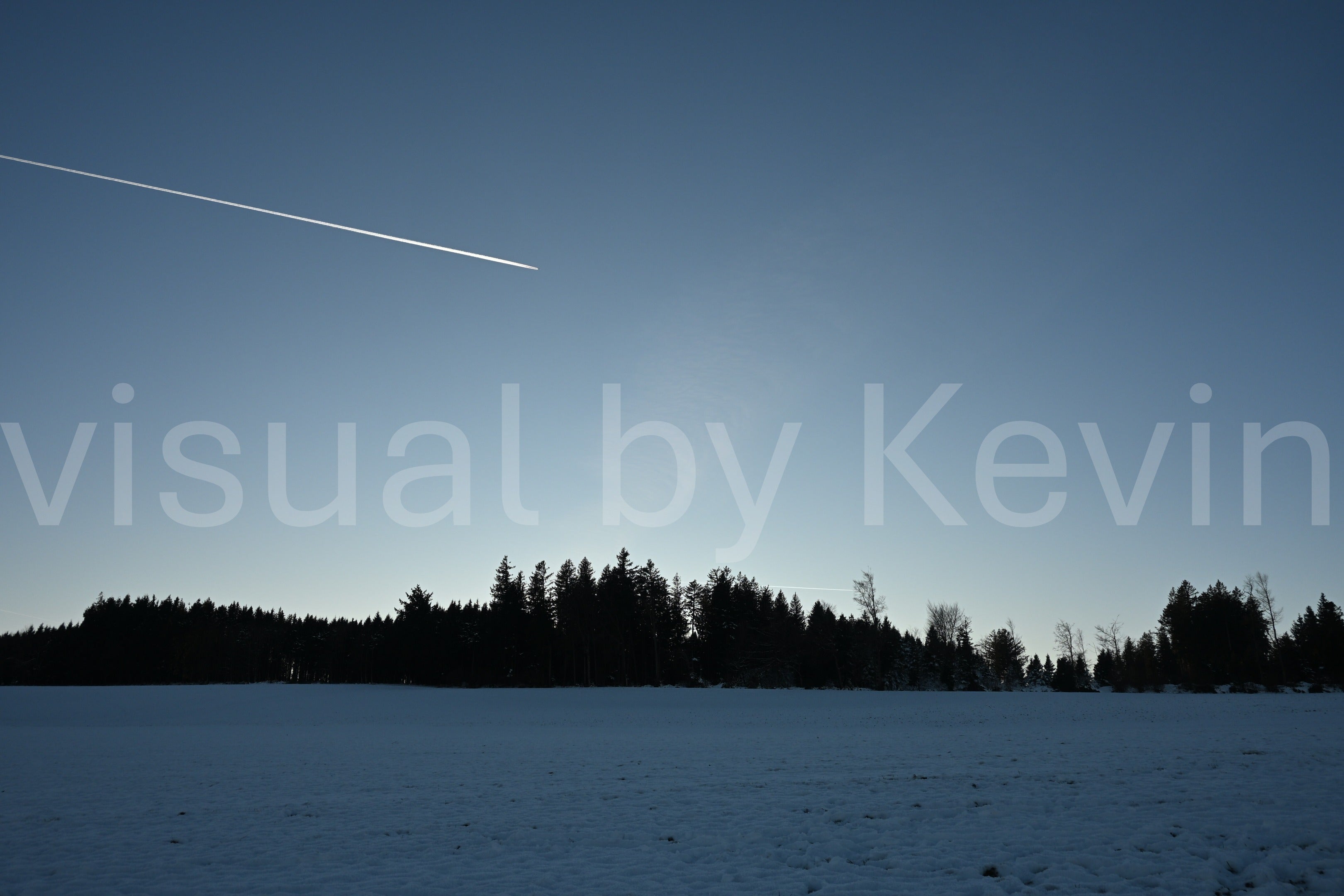 Winterfeld vor dunkler Waldsilhouette